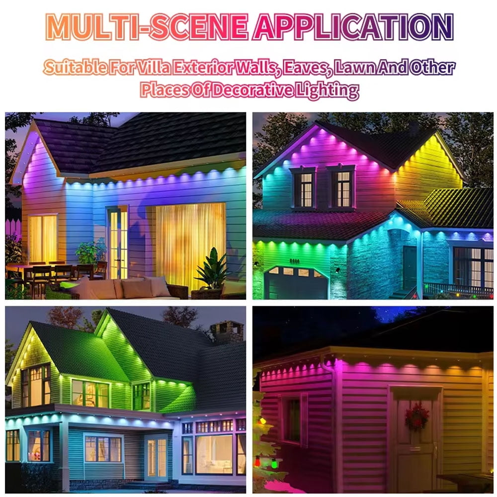 VIVIHEYDAY Permanent Outdoor Lights 50ft, Smart RGB App Remote Control Outdoor Lights with 30 LEDs, LED Eaves Lights IP67 Waterproof, House Roof Outdoor Lighting for Party, Halloween, Christmas