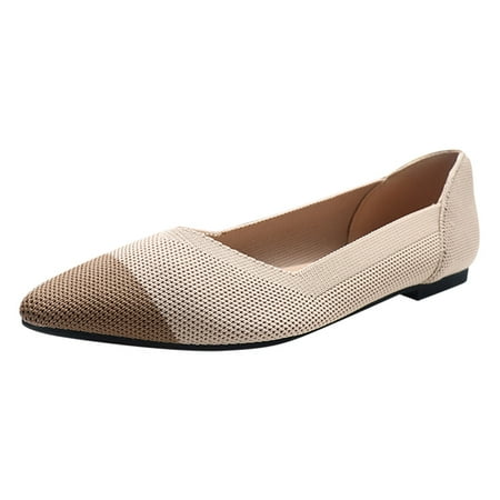 

Cathalem Flat Shoes Comfortable Dress Shoes Pointed Toe Flat Ballet Mesh Knit Flat Dressy Slip On Business Casual Shoes For Women Khaki 39