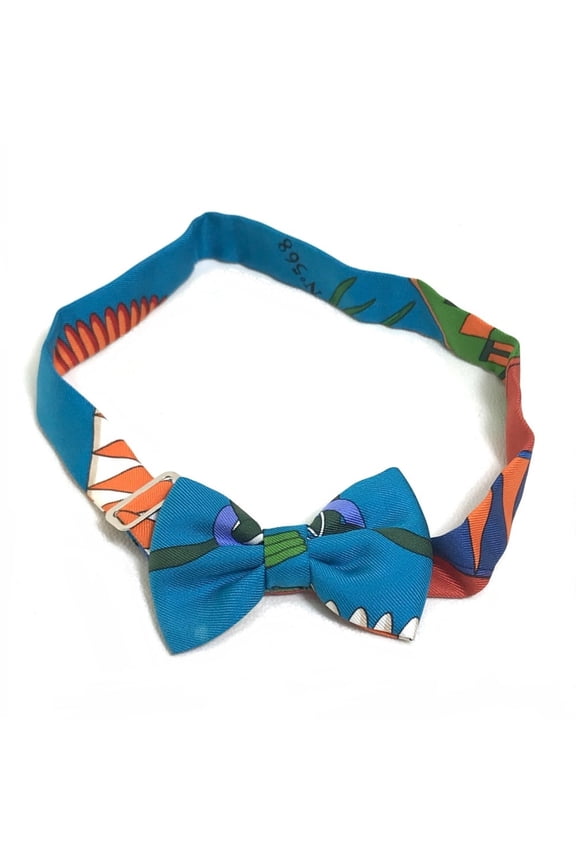 Pre-Owned Hermes Bowtie ribbon Necktie Blue x Multicolore (Good)