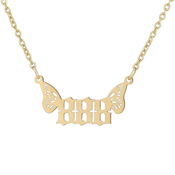 Joyería de Acero Inoxidable Mujeres Luz Ángel Número Colgante Collar 000 999
