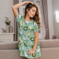 thumbnail image 3 of Yiaed Chicken Laying Eggs Print Women's Loose-Fit Short Sleeve Nightgown, Soft and Comfortable Sleep Dress for Relaxation and Sleepwear, 3 of 6