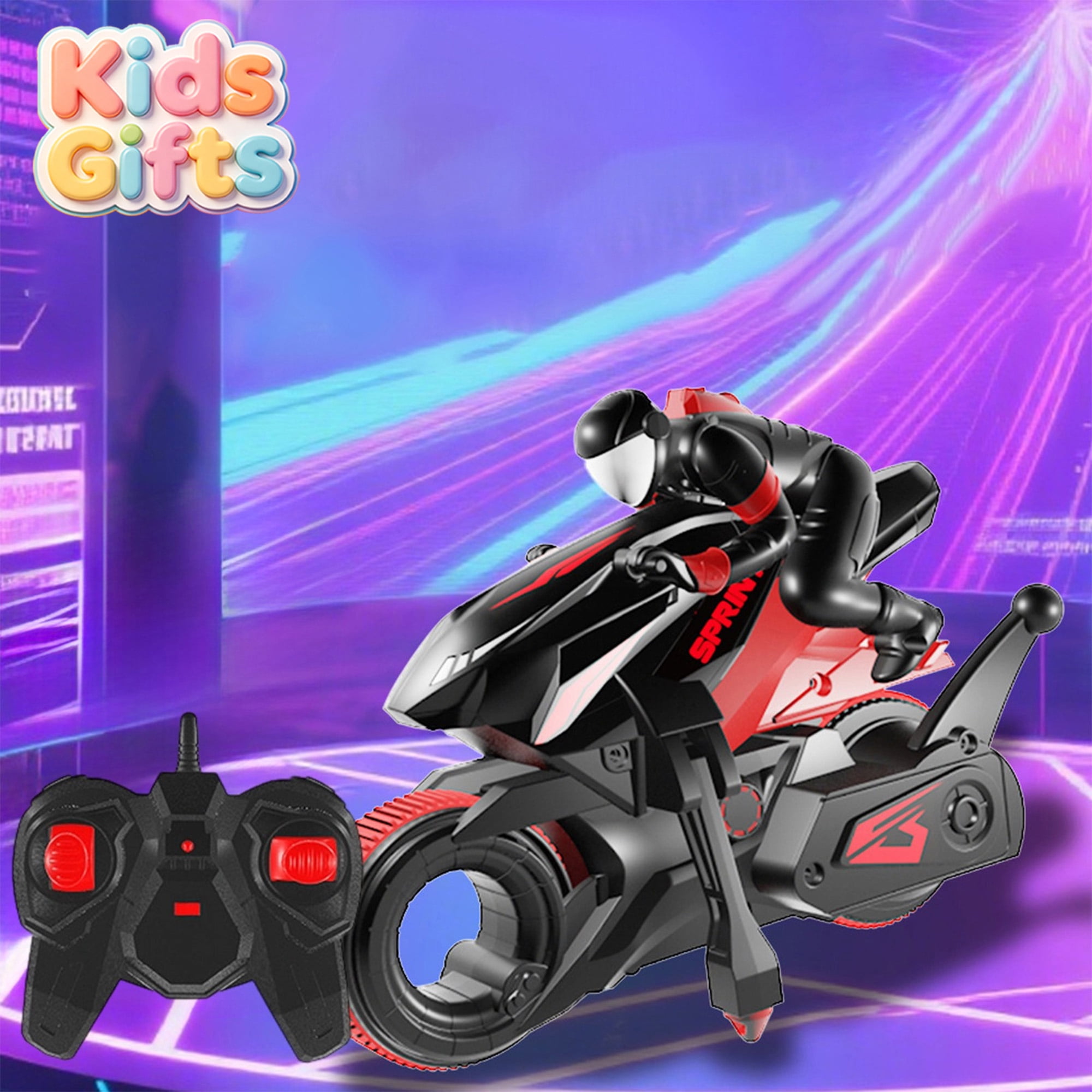 2.4GHz Remote Control Stunt Motorcycle RC Drift Bike Toy 360&deg; Spinning High Speed Rear Wheel Drive RC Vehicle Shockproof Hobby Racing Toy Christmas Birthday Gift for Boys Kids Boys Girls Ages 6+