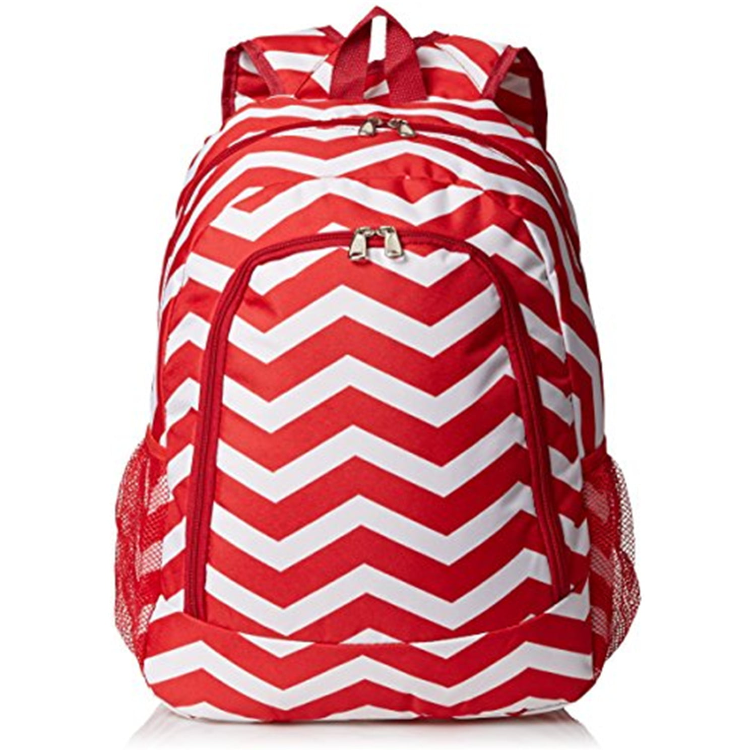 Pink Trim Chevron Multi One Size World Traveler Multipurpose Backpack 16-Inch 