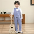 thumbnail image 4 of Hiijoy Big Boys Formal Suit Waistcoat Pants Bow Tie Party Tuxedo Outfits, Sizes 9-10Y, 4 of 8