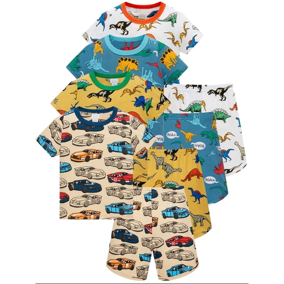 WIBACKER 3-8Y Toddler and Little Boys 2-Piece Sports Car Pajamas Set 100% Cotton Short Sleepwear Kids Summer Pjs