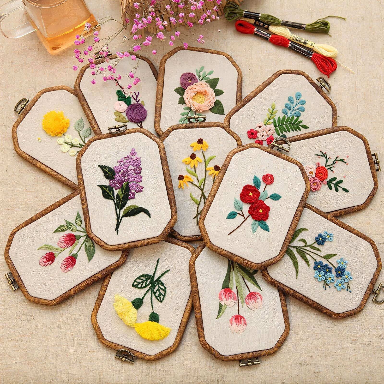 TUWAFE 2026 New 4Pcs Embroidery Kit,Creative Gift Ideas Cross Stitch Kits for Adults,Perfect for Decorations Punch Needle Kit,Color Mixing3