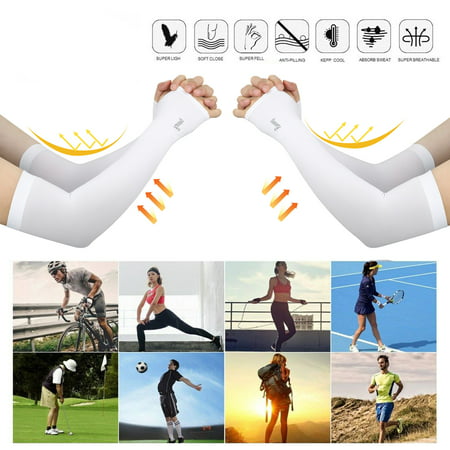 UV Protection Cooling or Warmer Arm Sleeves for Men Women Kids Sunblock Protective Gloves Running Golf Cycling Driving, with Thumb Hole (Best Arm Warmers For Running)