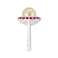 thumbnail image 3 of Angara Golden South Sea Cultured Pearl & Ruby Double Halo Ring in 14K White Gold for Women | June Birthstone Jewelry for Her, 3 of 8