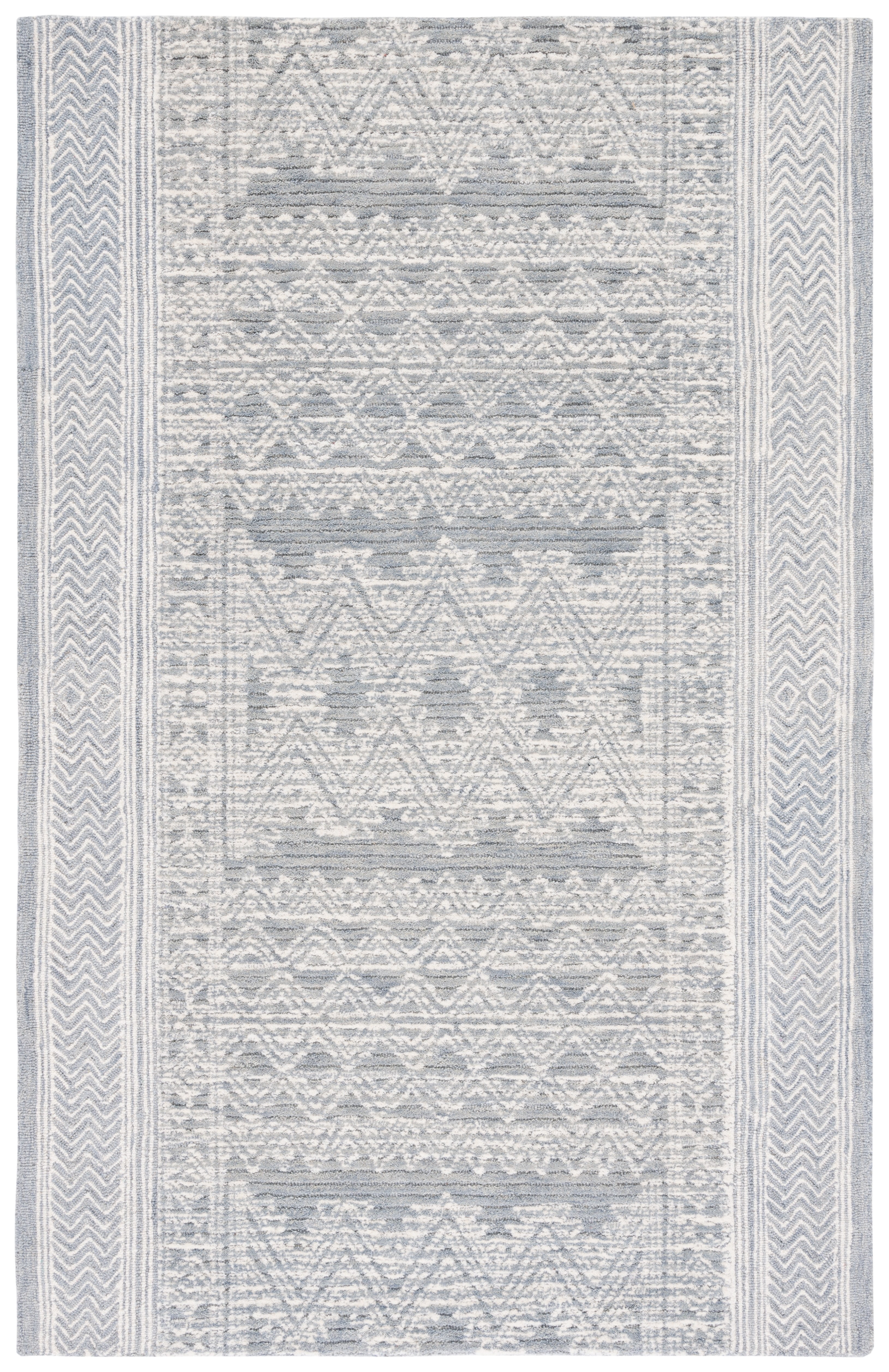SAFAVIEH Abstract Henry Chevron Wool Area Rug, Light Blue/Ivory, 6' x 9'