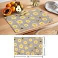 thumbnail image 6 of Cute Bees Sunflowers Placemats Set of 6 Yellow Floral Grey Farmhouse Place Mats Indoor Wipeable Table Mats Washable Cloth Dining Table Placemats for Kitchen Holiday Party Home Decor 13x19 Inch, 6 of 9