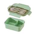 thumbnail image 2 of Japanese Bento Lunch Box 1250ml Leakproof Multifunctional Office Bento Box Food 2 Grids Green, 2 of 9