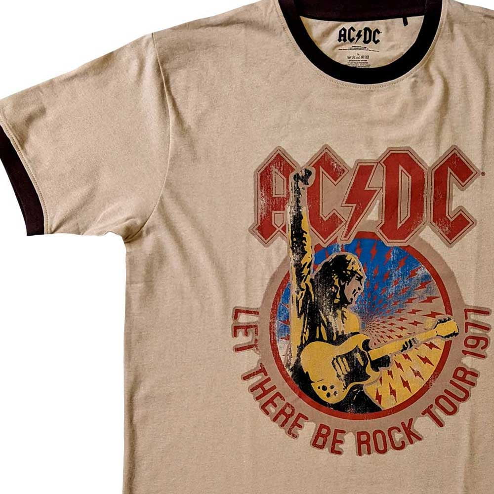 AC/DC Unisex Ringer T-Shirt: Let There Be Rock Tour '77 (Large
