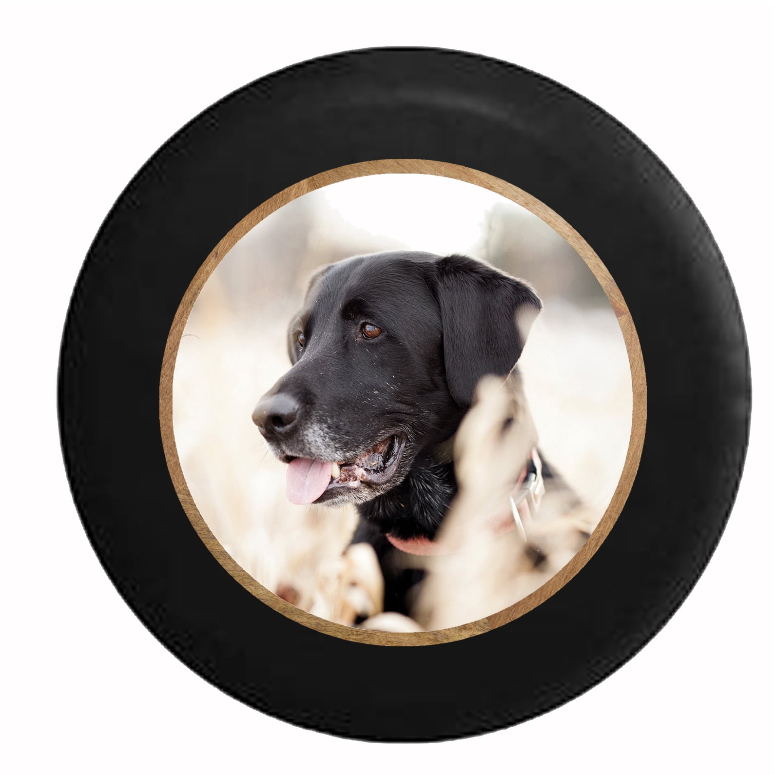 Black Lab Retriever Hunting Dog Jeep RV Camper Spare Tire Cover Black