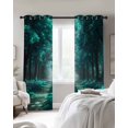 thumbnail image 3 of Aque Trees Blackout Curtains, Light Blocking Print Window Curtains, Forest Art Decor Spring Summer Nature Leaf Thermal Insulated Window Drapes for Living Room Kitchen Cafe 2 Panels, 104"W x 63"L, 3 of 9
