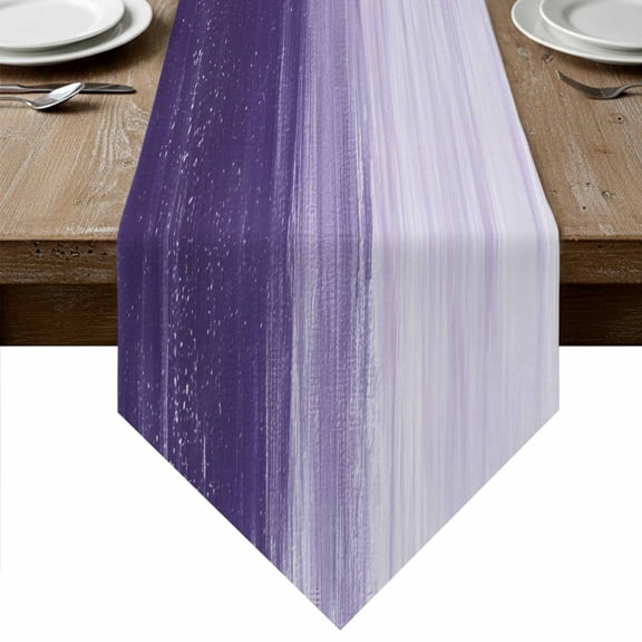 Table Runners 36 Inches Long, Purple Ombre Cotton Linen Kitchen Dining Coffee Table Runner for Party Home Decor, Modern Abstract Art Ocean Oil Painting Tabletop Dresser Scarves Runner 13x36 Inch