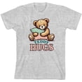 thumbnail image 3 of Teddy Hugs Youth Heather Gray Crew Neck Short Sleeve Tee-Medium, 3 of 4