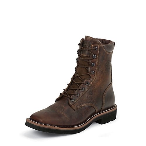 justin men's stampede tan waterproof work boots