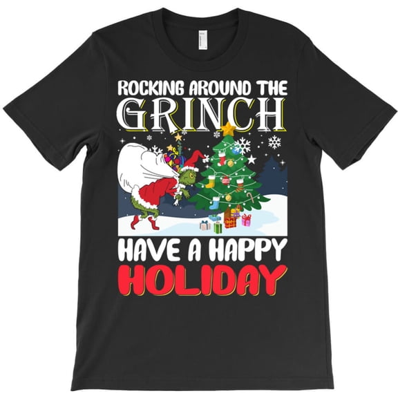 Rocking Around The Green Grouch Funny Have A Happy Holiday Graphic T-Shirt - Viral Tee G10535, Up to 5XL