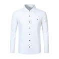 thumbnail image 4 of COSFO Collared Mens Button Up Shirt Linen Solid Shirts Business Loose Fit Casual with Pocket Mens Tops Long Sleeve, 4 of 8