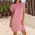 thumbnail image 3 of Summer Dresses for Women Casual Short Sleeve Crew Neck Sundresses Loose Mini Dress, M, 3 of 5