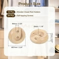 thumbnail image 2 of 12Pack Wooden Closet Rod Holders, Rod Brackets Support with Screws for 30mm Rods, 2 of 6