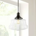 thumbnail image 4 of JONATHAN Y Schoolhouse 14" 1-Light Bohemian Farmhouse Iron/Glass LED Pendant, Oil Rubbed Bronze/Clear, 4 of 9