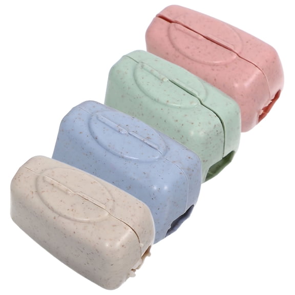 ACDANC 4Pcs Toothbrush Cap Cover Assorted Color Square Plastic Waterproof Toothbrush Covers 1.57X0.98X0.79In