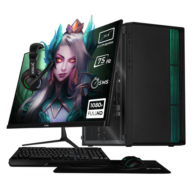 PC Xtreme Intel Quad Core J4125 2.7 Ghz 16GB SSD 500GB Monitor 23.8 WIFI Fusion Negro