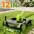 thumbnail image 2 of 4-in-1 Electric Small Lawn Mower with Detachable Wheeled Base, 3 Position Cutting Height, Cordless Mini Push Mower Battery Powered for Garden/Yard/Farm, Gardening Gifts for Parents, Seniors, Women, 2 of 8
