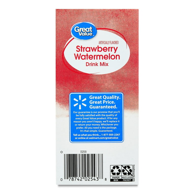 Great Value Strawberry Watermelon Powdered Drink Mix, 0.42 oz, 6