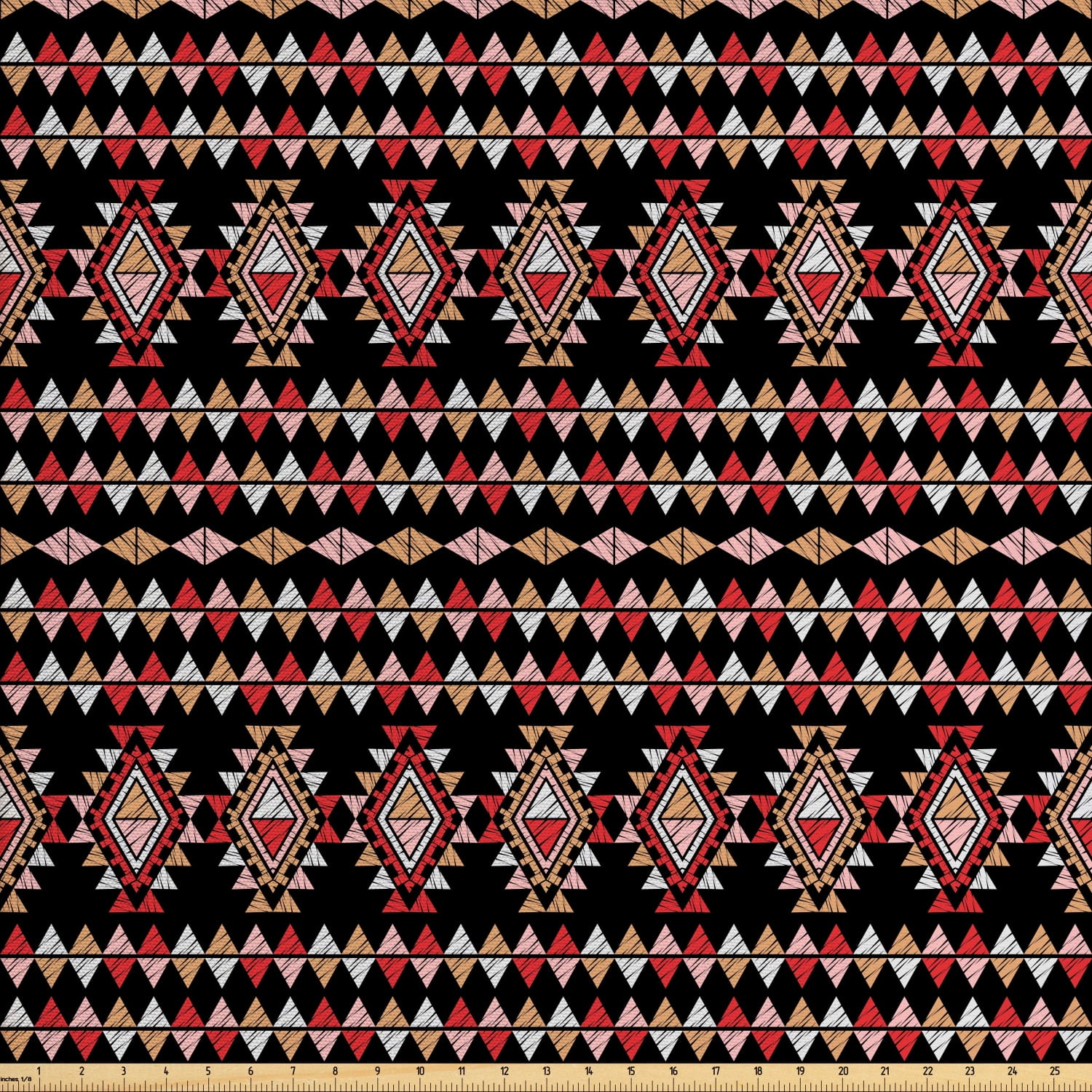 Aztec Fabric by The Yard, Sketch Triangles in Patchwork Folk Art Style