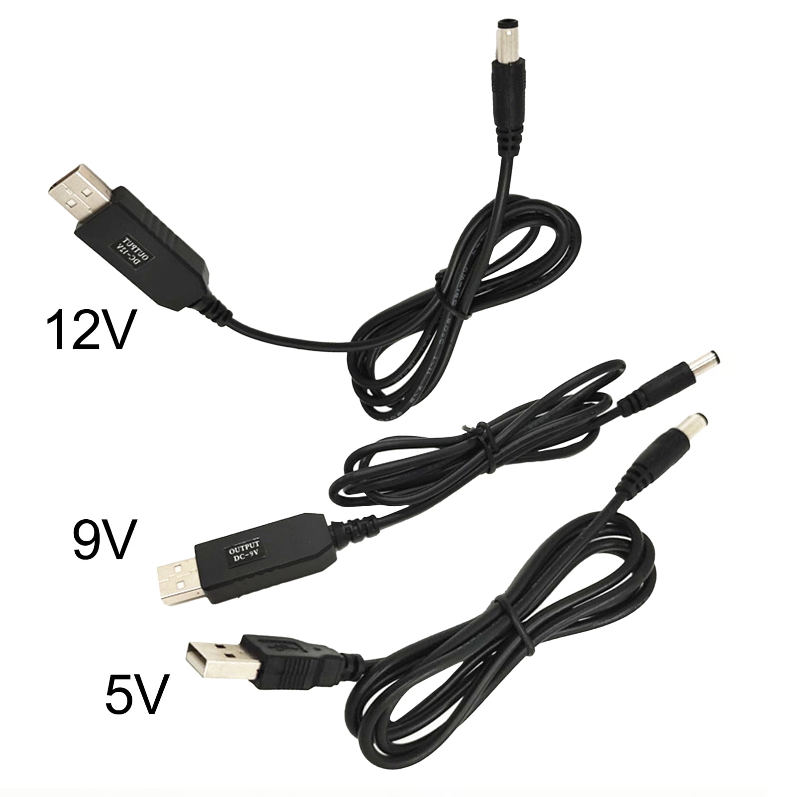 Usb Step-up Converter Cable Dc5v To 9v 12v Boost Power Cable With Dc Jack  5.5x2.1/2.5mm 3.5x1.35mm Voltage Display For Router Fan Led Light