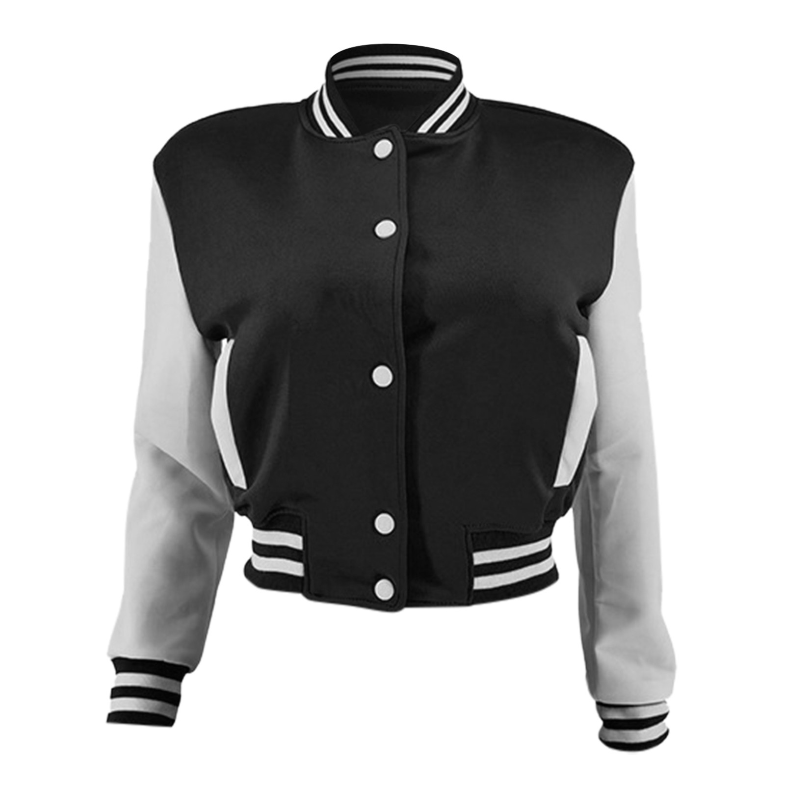 Light Jacket for Women Casual Jackets under Fashion Women Autumn Casual Patchwork Stand Collar Button Long Sleeve Pocket Coat Baseball Jackets Fashion Umbrella Women - image 4 of 6