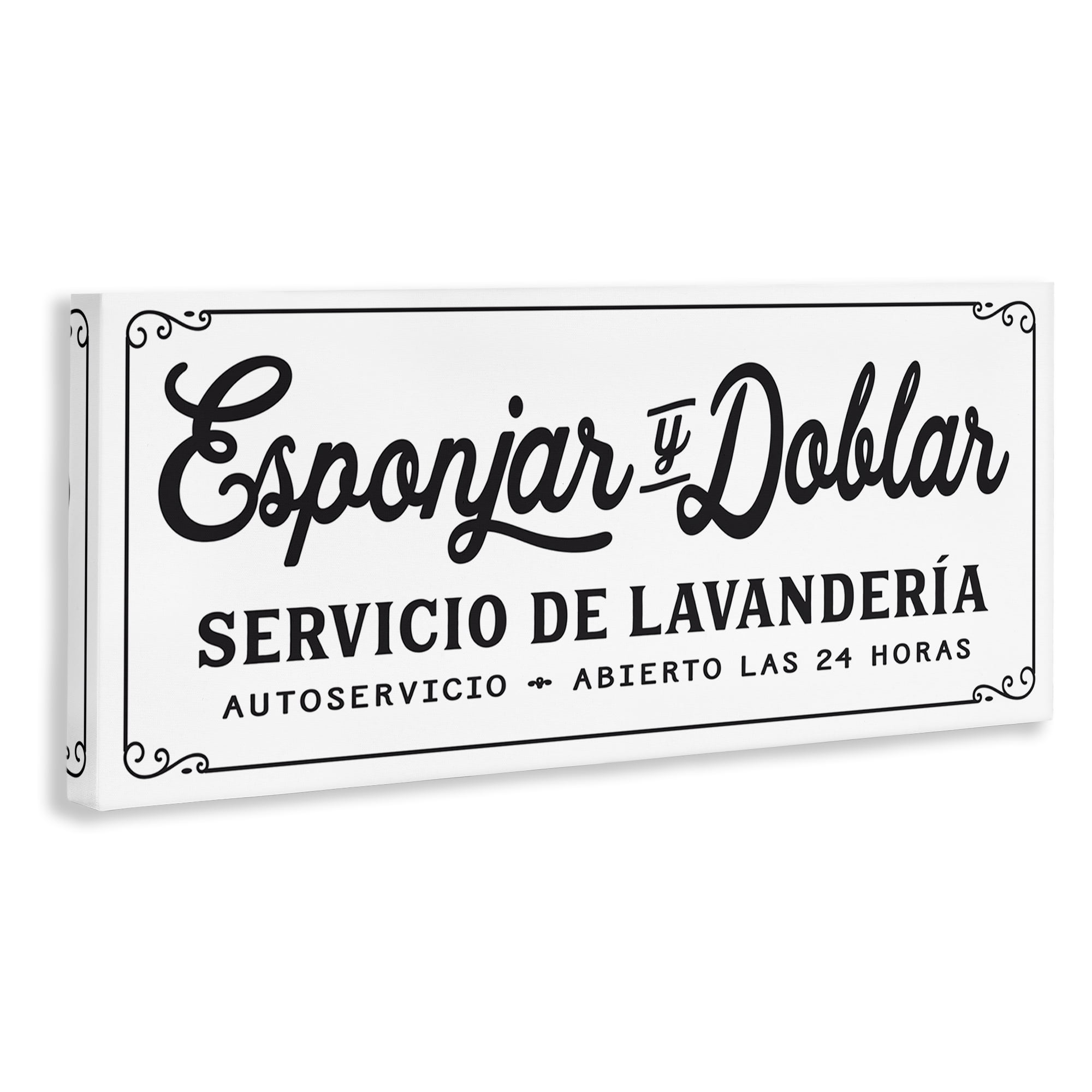 Stupell Industries Servicio De Lavandería Bath & Laundry Painting Wrapped Canvas Art Print Wall Art, 30 x 13