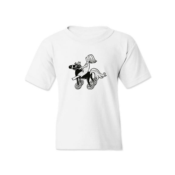 Girl On A Toy Horse T-Shirt Juniors -Image by Shutterstock,  x-Large