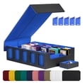 thumbnail image 1 of Trading Card Storage Box with Window 5-Row Deck Case Black+Blue, 1 of 5