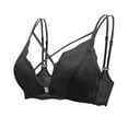 thumbnail image 6 of YWDJ Comfy Bras for Women 2 Pack Front Close Bras Size Small Wireless Sleep Bras Spaghetti Straps Half Cup Push up Wrap Comfy Bras Padded Lace Bras Solid Lounge Bras Black L, 6 of 6