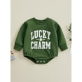 thumbnail image 2 of Arvbitana 3M 6M 12M 18M Baby Boys Girls Ireland Festivals Romper Long Sleeve Letter Clover Print Jumpsuit Newborn Crew Neck Bodysuit Infant Casual Daily Outfit, 2 of 9