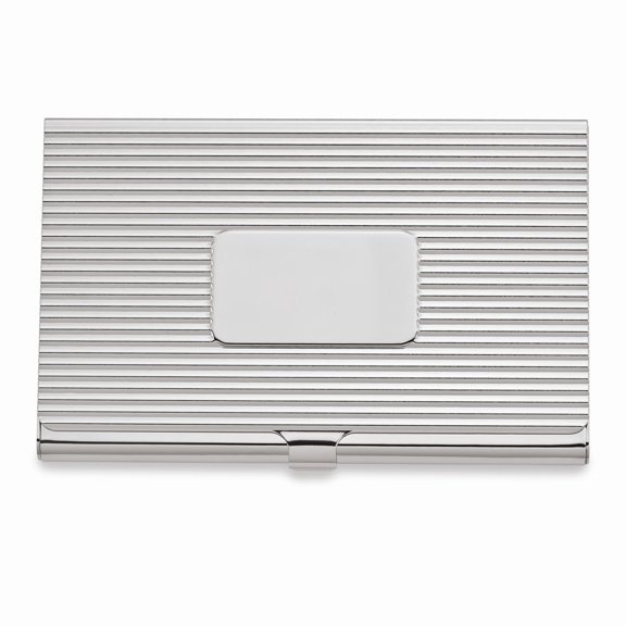 Nickel-plated Ribbed Business Card Case Q-GL8026