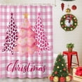 thumbnail image 5 of Shower Curtain 48"W x 72"L Merry Christmas Pink Christmas Trees Pink Plaid Fabric Shower Curtains Set with Hooks Water Repellent Bathroom Curtains Machine Washable Bathroom Accessories, 5 of 9