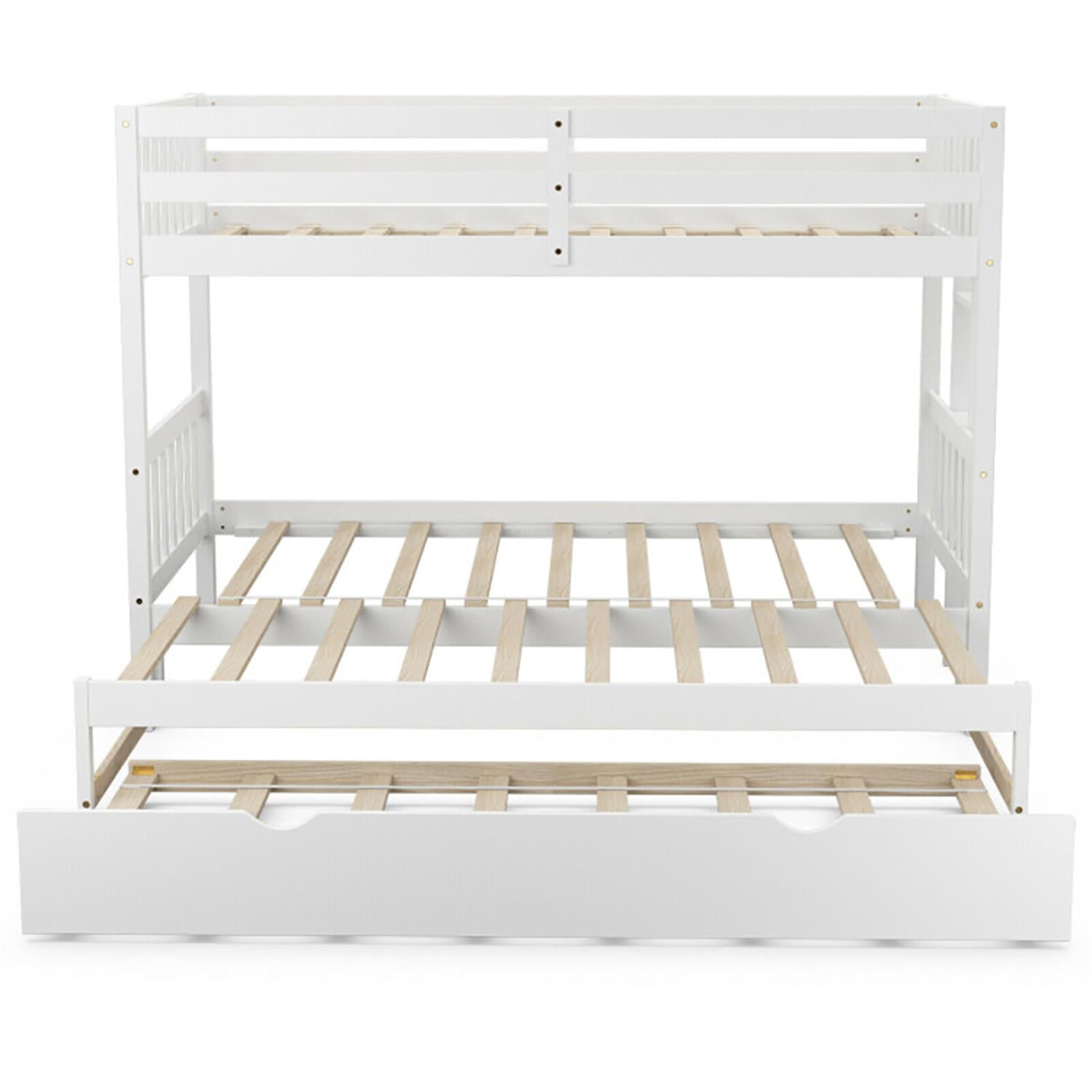 Demi Bonn Twin Pull-Out Bunk Beds with Ladder in the Steps and a Trundle, Bunk Bed Platform, White