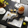 thumbnail image 3 of Black Marble Gold Wave Pattern Summer Placemats Table Placemats Set Of 6-Linen Kitchen Washable Placemats Table Mats 11.8"x17.7" Non-Slip Heat Resistant, 3 of 5