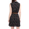 thumbnail image 2 of Día de San Patricio Vestido Sin Mangas Con Cinturón Estampado Por Encima De La Rodilla Con Media Tapeta Para Mujer Negro, Floral M, 2 of 7