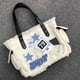thumbnail image 5 of Bolso cuadrado informal para mujer, Bolso de estrella suaves de gran capacidad, Bolso de lona para ir al trabajo, 5 of 8