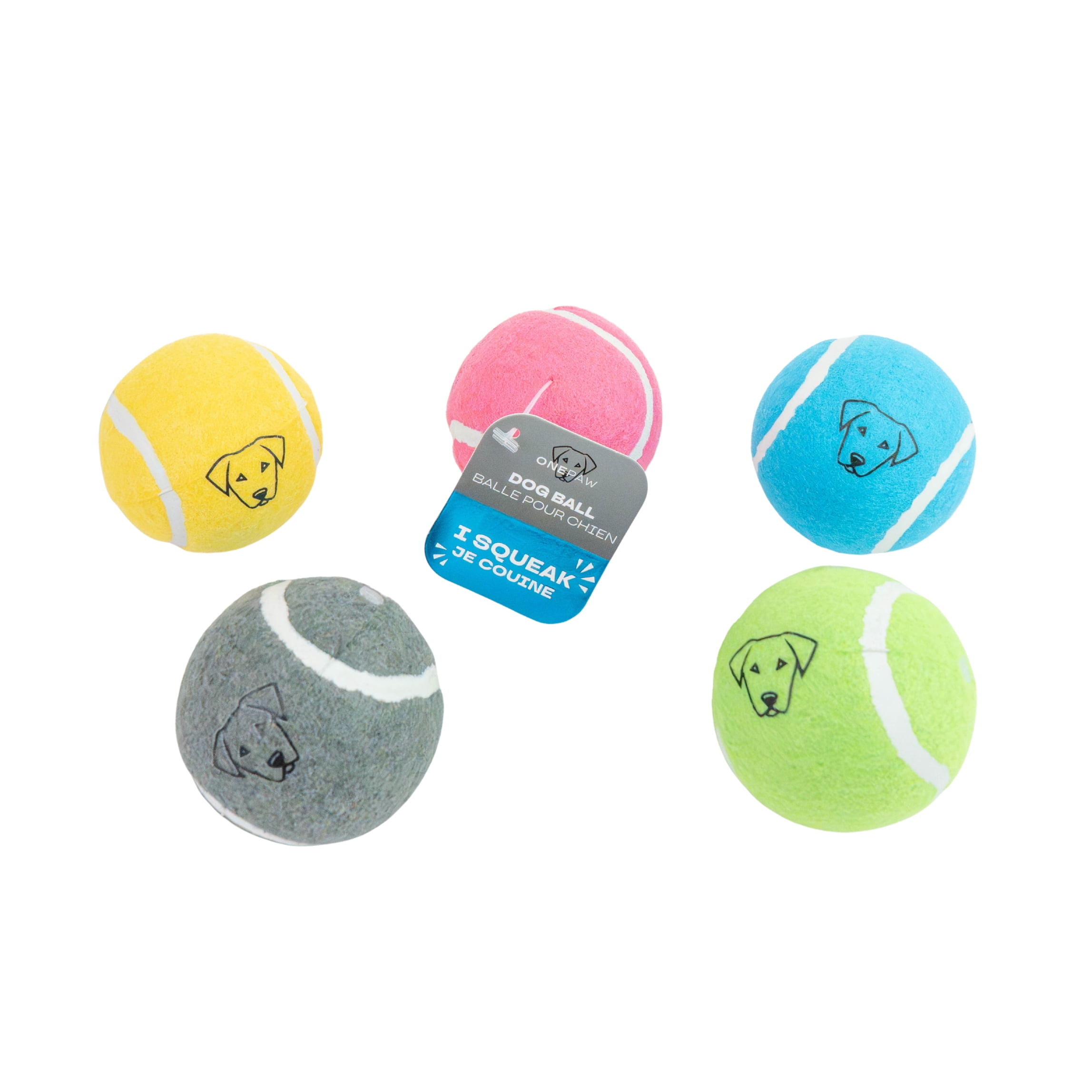 One Paw, balle de tennis classique pour chiens, jaune, plusieurs couleurs disponibles