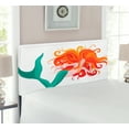 thumbnail image 2 of Underwater Headboard, Illustration of Red Haired Mermaid Romantic Imagination Theme, Upholstered Decorative Metal Bed Headboard with Memory Foam, Twin Size, Dark Orange Turquoise, by Ambesonne, 2 of 4