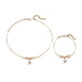thumbnail image 1 of Conjunto de 2 collares y pulseras para mujer, con decoración de perlas de imitación, diseño geométrico, longitud ajustable, color oro rosa, 1 of 8