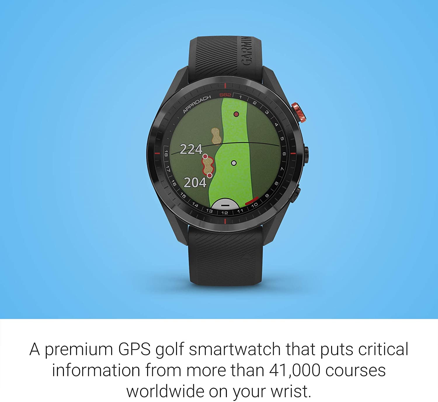 Garmin Approach S62 GPS Golf Watch (Black Bezel/Black Band) W