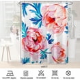 thumbnail image 5 of Watercolor Floral Shower Curtain Sets,Blush and Teal Leaves Flowers Bathroom Curtains,Modern Minimalist White Bath Curtain,Waterproof Fabric with 12 Hooks 72x72 Inches, 5 of 6