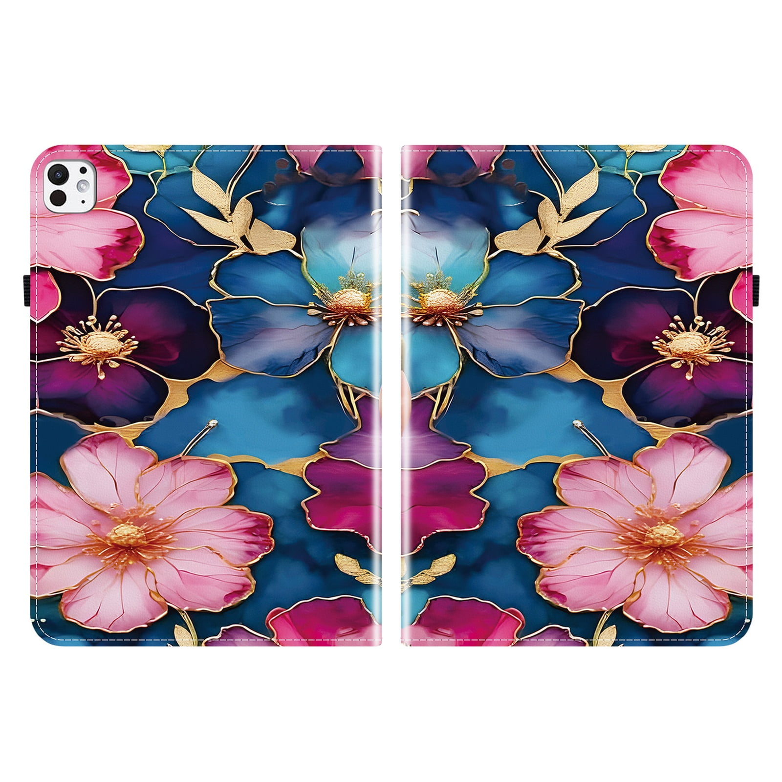 Allytechgroup for iPad 10.2" 9th 8ht 7th Generation Case, Premium PU Leather Flip Cover Stand Cover with Cards Slots Pencil Holder Shockproof TPU Inner Case for Apple iPad 10.2", Flowers
